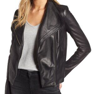 Trouve leather and fabric motorcycle jacket, Black, Size S